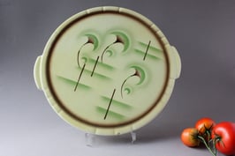 Art Déco Spritzdecor grüne Tortenplatte Antik / cake plate Vintage 20s 30s