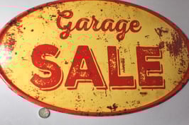 Großes "Garage Sale" Schild Türschild / information door sign metal