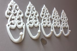 5 Kleiderhaken romantisch weiß pulverbeschichte / towel hooks white romantic powder coated