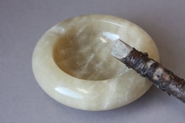 Kleiner Marmor Aschenbecher beige weiß | small marble ashtray round Vintage