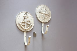 Rustikaler Haken Anker / Kompassrose im Long Island Chic / anchor compassrose coat hook