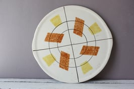 Tortenplatte grafisch Vintage Steingut | pizza cake plate graphic German stoneware