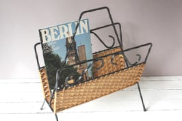 Rattan Zeitungsständer Boho /  bamboo wicker newspaper stand Vintage