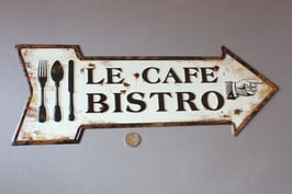 "Le Café Bistro" Schild Türschild Pfeil Strand / information door sign metal