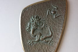 Bronze Wandbild Drache Fantasy Vintage Kunstgießerei Lauchhammer | dragon wall plaque plate