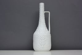 AK Kaiser Krokodil Op-Art Biskuitvase mit Henkel weiß / white Vintage crocodile bisque vase modernist 60s 70s