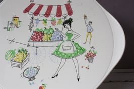 Tortenplatte Marktstand 50s 60s Vintage / cake plate pizza Mid Century