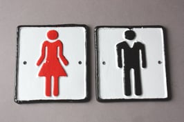 1 rustikales Toiletten Schild Mann Frau Eisen / Toilet ladies gents door sign iron
