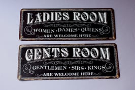 1 Ladies Gents room are welcome here / door sign rustic