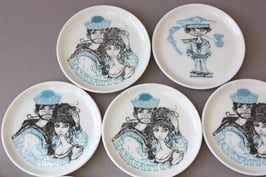 Fürstenberg TS Hanseatic Untersetzer | nautical sailor boy coaster | Hamburg Germany Vintage Souvenir