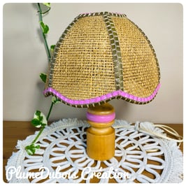 Revalorisation: Lampe de chevet "Sidonie", en corde et rotin