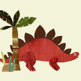 Red Stegosaurus (Large) Wall Decal-Wall Sticker