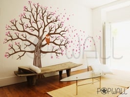 Owl on Blossom Tree Wall Decal-Wall Sticker