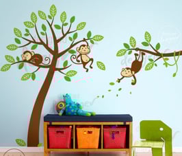 Three Monkeys Up a Tree Wall Decal-Wall Sticker