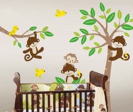 Curly-tailed Monkeys in a Tree Wall Decal-Wall Sticker