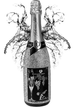 Sektflasche mit 2500 Swarovski Kristallen