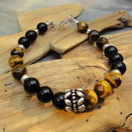 Armband Onyx, Tigerauge