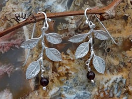 Wisteria Leaf Earring, with alternate leaves and a drop - LW A FW