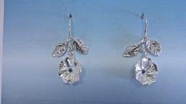 Pansy with Leaf and CZ Earring - FLL 1 FW CZ