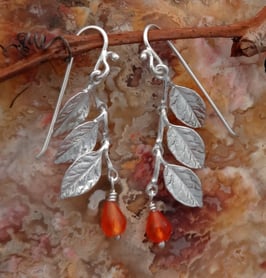 Wisteria Leaf Earring, with straight leaves and a drop - LW S FW