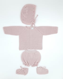 Conjunto hilo de jersey, cubre, capota y patucos. Ref. 670.