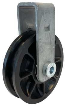 Carrucola Ø 75 / Ø 8 mm con doppio cuscinetto a sfere e staffa avvitata