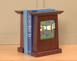 Arts & Crafts Bookends in Craftsman Oak with Motawi Tile