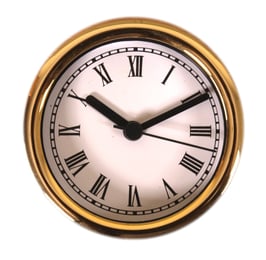 3 1/4" (83mm) Clock Fit-up  White Roman/Gold Bezel 200261