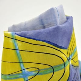 Snood bleu-mauve et jaune