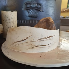 Windlicht ( Nr.365), Passepartout, 7 x 16,5 ( H x L) , frostsichere Kunstkeramik, Unikat, Tischdekoration, Leuchter