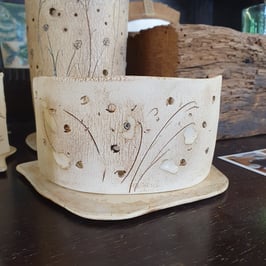 Windlicht ( Nr.368), Passepartout, 7,5 x 14,5 ( H x L) , frostsichere Kunstkeramik, Unikat, Tischdekoration, Leuchter