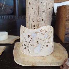 Windlicht ( Nr.363), Passepartout, 7,5 x 9,5 ( H x L) , frostsichere Kunstkeramik, Unikat, Tischdekoration, Leuchter