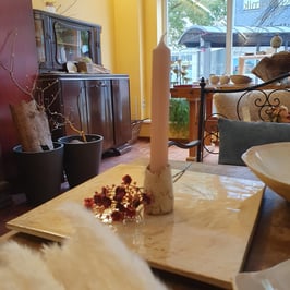 Kerzenhalter mit Kerze Nr.152, Unikat, Handarbeit, Leuchter, Dekoration, Objekt, D= 3,5 cm, H= 4,5 cm