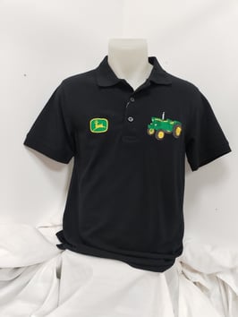 polo noir brodé john Deere 2020