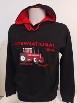 Sweat capuche noir brodé 1455