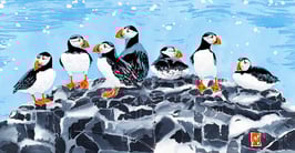 Farne Island Puffins (Rectangular Format) Giclee Batik Print