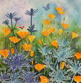 Sea Holly and Californian Sunlight - floral wall art