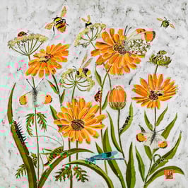 Fleur de Calendule Giclee Batik Print