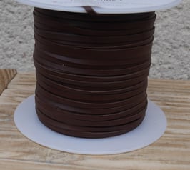 Lacet plat de cuir tannage végétal chocolat - Kangourou - Haut de gamme