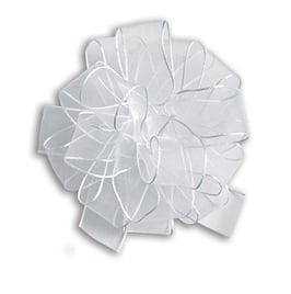 Fertigschleife Pom-Pom weiß  - 5 Stück