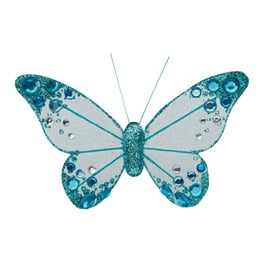 Organza Schmetterling mit Clip in türkis