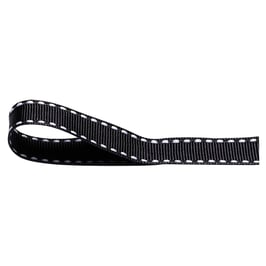 Ripsband schwarz mit weißer Ziernaht - 10 Meter