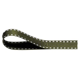 Ripsband moosgrün mit weißer Ziernaht - 10 Meter