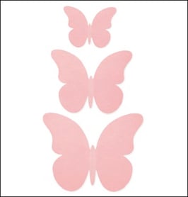 Schmetterlings-Set aus rosa Karton in 3 Größen