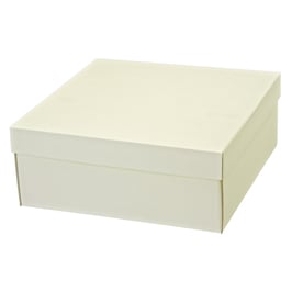 Große Geschenkbox creme mit Deckel - 30x30x12 cm