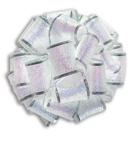 Ziehschleifenband metallic-weiß 25mm - 5 Meter