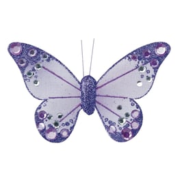 Organza Schmetterling mit Clip in lila