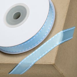 Ripsband hellblau mit weißer Ziernaht - 10 Meter