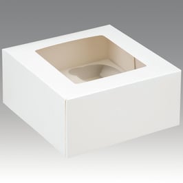 Cupcake Geschenkbox 4er weiß, 2 Stück - 16x16x7,5 cm