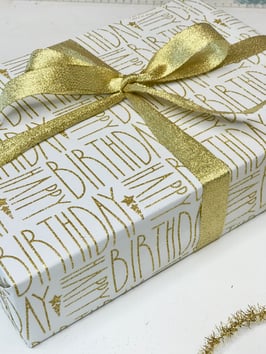 Geschenkpapier "Happy Birthday" weiß - 2 Bögen